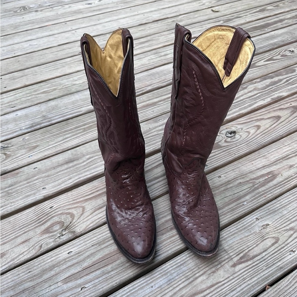 Brown ostrich cowboy boots